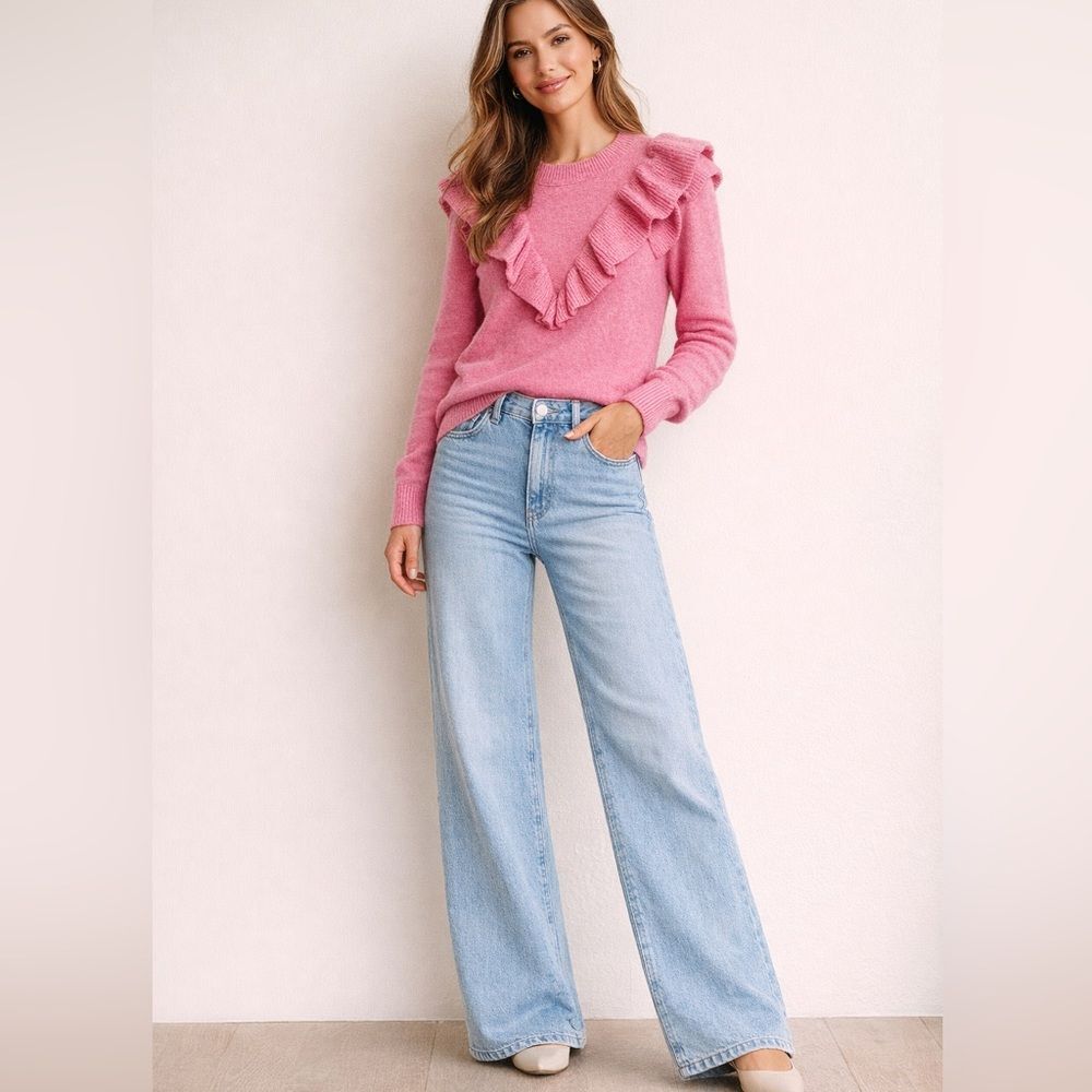 LOFT Pink Ruffle Sweater NWOT - Picture 1 of 6